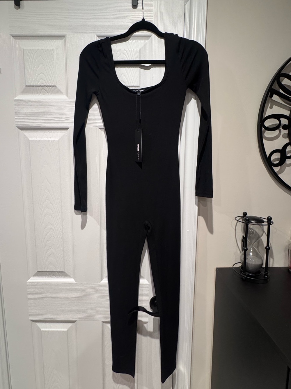 Fashion Nova Black Ribbed Jumpsuit - Long Sleeve